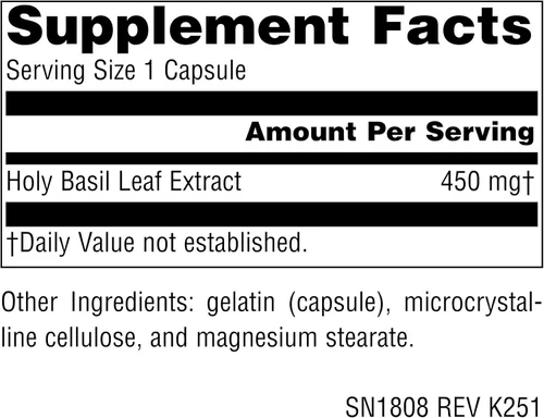Vista 2 de Source Naturals Serene Science Extracto de albahaca sagrada, soporte suprarrenal* 450 mg - 60 Cápsulas