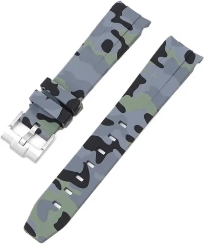Vista 26 de Correa de camuflaje para Omega Moon Curvo Extremo Pulsera de goma de silicona Hombres Mujeres Sport Watch Band Accesorio 0.787 in