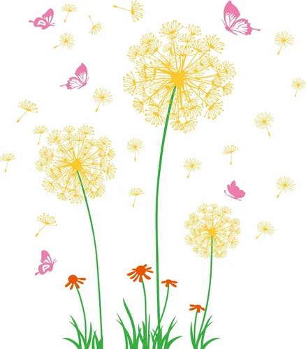 Vista 9 de Calcomanías de pared extraíbles 3D de diente de león, flores y mariposas voladoras, murales autoadhesivos, despegar y pegar, decoración de dientes