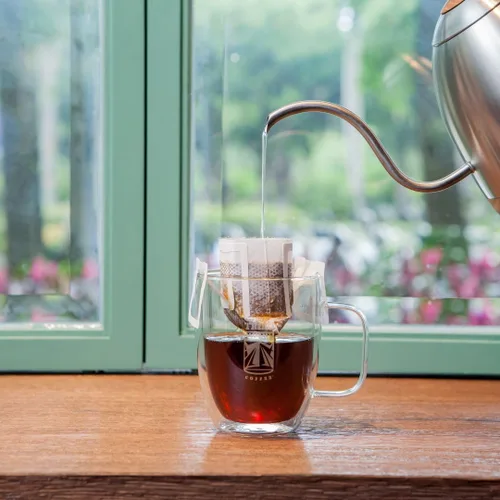 Vista 8 de TRIBO Café de una sola porción portátil para verter y goteo - Mezcla para Expedición - 10 porciones (Tostado Medio)