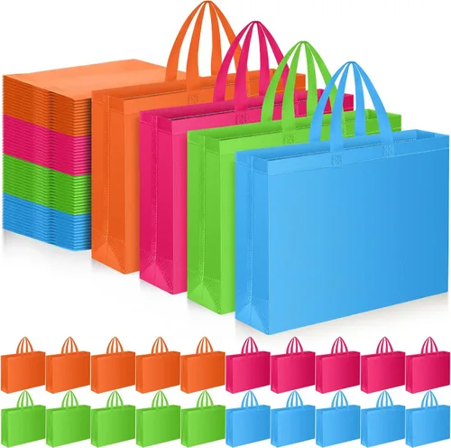 Vista 8 de Silkfly 100 bolsas tejidas reutilizables de Halloween a granel, bolsas de compras de otoño de Acción de Gracias, bolsas de compras para cumpleaños