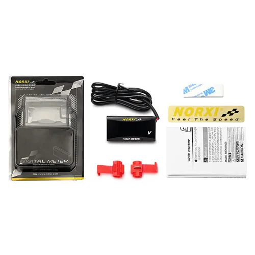 Vista 5 de Voltímetro digital para motocicleta, medidor de voltaje CC de 12 V, medidor de voltaje impermeable para automóvil y motocicleta con función de Rojo