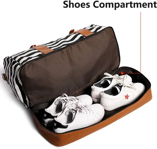 Vista 5 de Newshows Bolsa de viaje para mujer con manga para equipaje, Raya Negra (Black Stripe)), Newshows SM04V949A