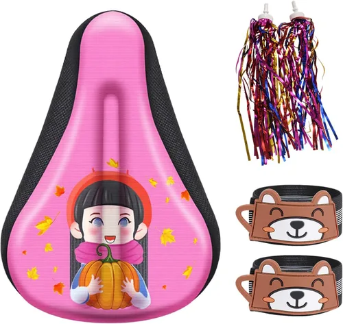 Vista 9 de Cojín de asiento de bicicleta para niños, funda de asiento de bicicleta para niños, cojín súper suave y cómodo, ajuste universal para bicicletas