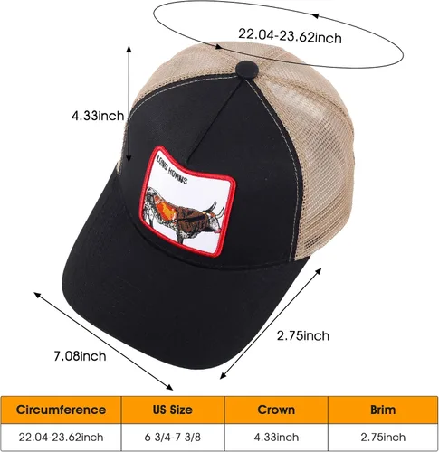 Vista 6 de Gorra de béisbol bordada ajustable para hombre, gorra de béisbol bordada con malla transpirable, parche cuadrado, gorras para mujer, Longhorns-negro