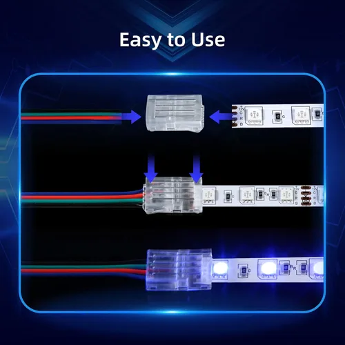 Vista 4 de 20 conectores de tira LED – Conectores de luz LED, conectores LED de 4 pines de 0.394 in para tiras de luces, conectores de tira de luz LED