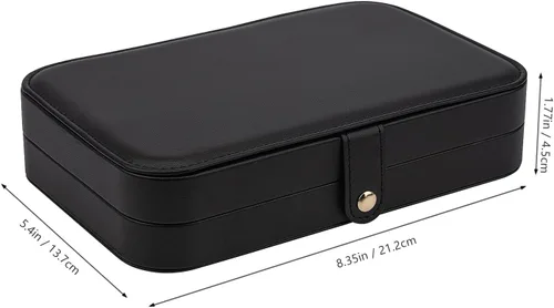 Vista 5 de V-LAFUY Joyero pequeño joyero de viaje cajas de joyería portátiles para mujer organizador de viaje de joyería de 2 capas regalo para mujeres y niñas