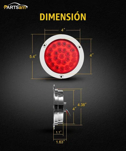 Vista 7 de Partsam 10 luces traseras LED redondas para remolque, 24 LED, montaje en brida, selladas, cromadas, luces traseras, marcadoras, freno