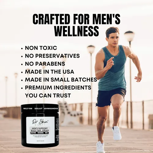 Vista 7 de Dr. Skin Crema orgánica de ñame silvestre para hombre para equilibrio hormonal, refuerzo en T natural con ginseng coreano y Tongkat Ali, Ashwagandha
