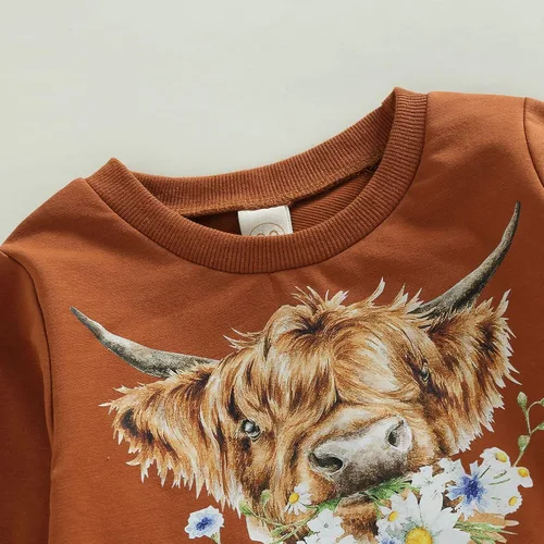Vista 59 de Kaipiclos Ropa occidental para bebé niña, con lindo estampado con volantes, manga larga, pantalones para otoño e invierno, trajes de vaquera