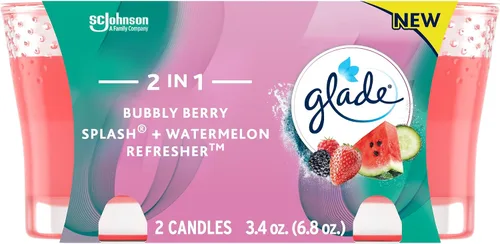 Vista 4 de Glade Tarro de velas, ambientador, 2 en 1, abrazo de vainilla transparente y canela de manzana, 3.4 onzas