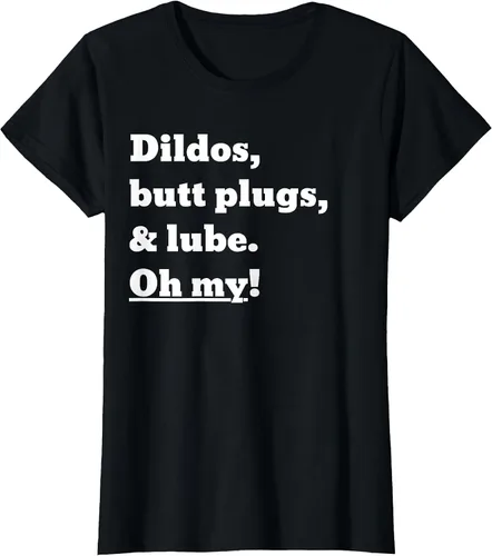 Vista 50 de Consoladores, tapones para los glúteos y lubricante. Camiseta Oh My! Azul bebé
