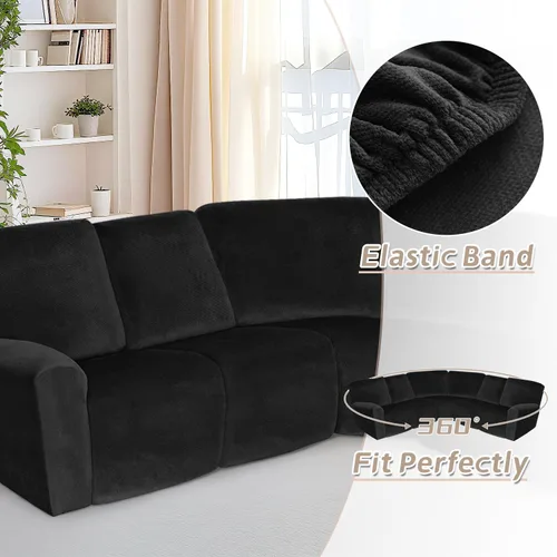 Vista 385 de Arfntevss Fundas de sofá seccional reclinable de terciopelo, Funda de sofá seccional de esquina para sofá reclinable, Funda elástica suave