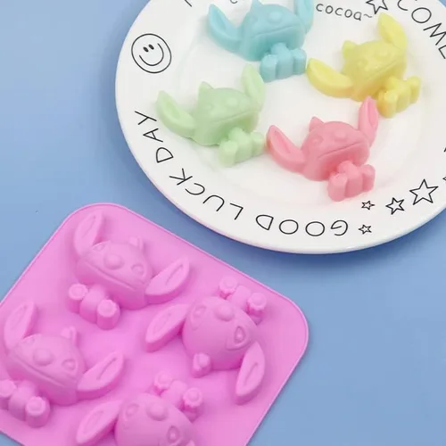 Vista 5 de INKU - Molde de silicona de 4 cavidades para bricolaje, moldes de fondant, dulces, chocolate, bandeja para tartas, chocolates 3D, dulces duros