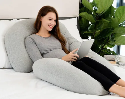 Vista 2 de INSEN - Almohada de embarazo, almohada corporal de maternidad para embarazadas, almohada de embarazo en forma de C con funda de almohada corporal