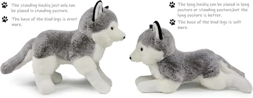 Vista 3 de Ice King Bear 2 piezas de peluche de Huskies siberianos de pie y acostado