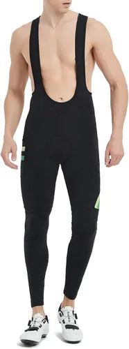 Vista 6 de Santic Mallas con pechera de ciclismo para hombre, pantalones largos acolchados con bolsillo Verde