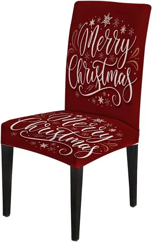 Vista 166 de CAPSCEOLL Christmas Dining Chair Covers,Snowflakes Festive Winter Pattern Stretch Chair Covers for Dining Room Set of 2 Washable Spandex Parson