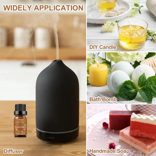 Vista 7 de Sedbuwza Paquete de aceite de vetiver con juego de aceites esenciales de coco, 100% aceite aromático orgánico puro para difusor, humidificador