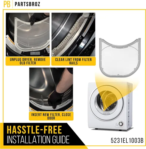 Vista 7 de PartsBroz 5231EL1003B Trampa de pantalla para filtro de pelusa para secadora LG DLE2516W DLEX2650R DLEX2650W DLE5955G DLG2526W DLE2101W DLE0442W