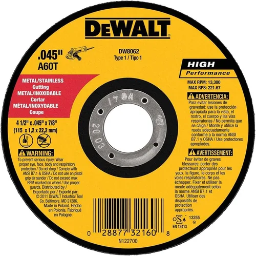 Vista 3 de DeWalt DW8062 - Rueda de corte fina para amoladora angular de metal de 4-1/2 x 045 x 7/8 pulgadas, paquete de 10