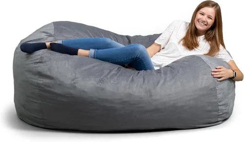 Vista 55 de Big Joe Fuf Silla Puf de Espuma de 5 Pies de Tamaño Extra Grande con Funda Extraíble para Niños, Adolescentes, Adultos, Onyx Lenox, Poliéster Tejido