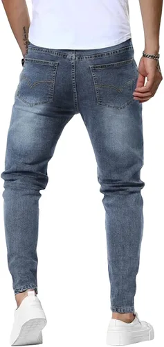 Vista 4 de Woenzaia Pantalones de mezclilla ajustados para hombre
