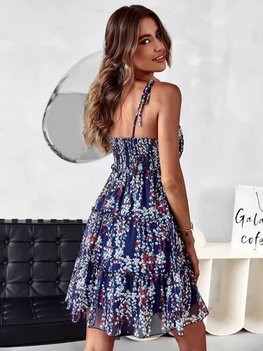 Vista 3 de GAOVOT Vestidos de verano para mujer, con tirantes delgados, estilo bohemio, floral, vestido de verano casual, sin mangas, vestido de playa fluido