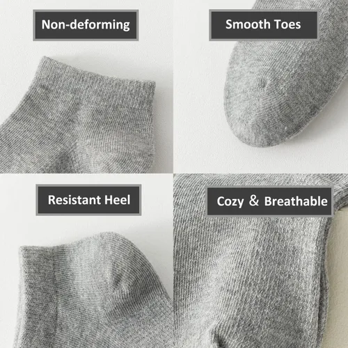 Vista 4 de Calcetines de algodón de corte bajo para niños, calcetines escolares sin costuras, 6 paquetes