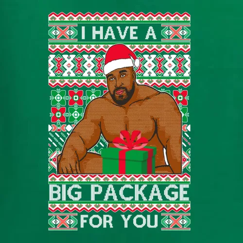 Vista 2 de I have a Big Package Meme Barry Wood - Suéter de Navidad feo unisex con cuello redondo