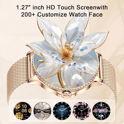 Vista 2 de Efolen Relojes inteligentes para mujer, responder/hacer llamadas, reloj inteligente de 1.27 pulgadas para monitor de frecuencia cardíaca, monitor