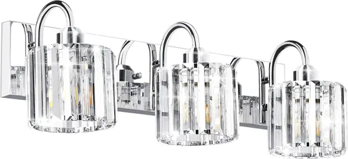 Vista 11 de Luz de tocador de baño dorada - Accesorio de luz de baño de cristal sobre espejo