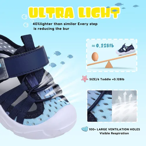 Vista 2 de JOINFREE Zapatos de agua para niños y niñas, transpirables, Qucik, tenis de agua seca, sandalias deportivas de playa, ligeras, descalzas, flexibles