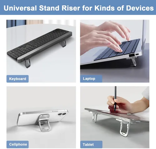 Vista 7 de Mini soporte portátil para teclado de computadora de escritorio, elevador de teclado de aleación de zinc con 2 ángulos ajustables, elevador plegable