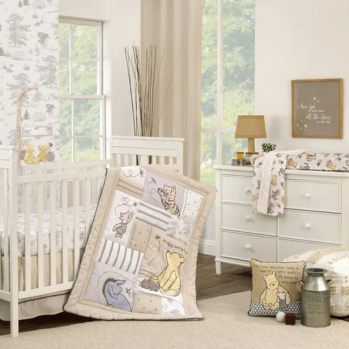 Vista 4 de Disney Classic Pooh Hunny Fun with Piglet and Tigger - Manta para bebé súper suave color blanco y gris pardo