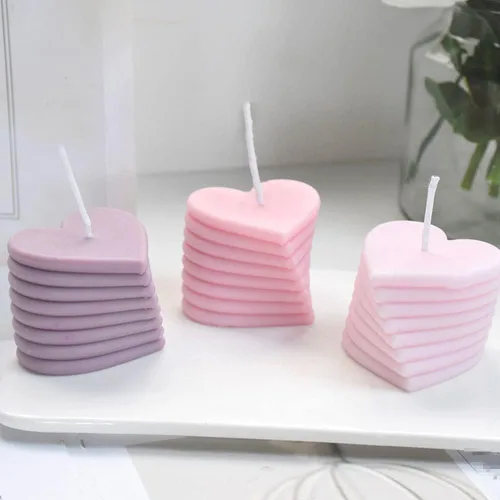 Vista 4 de 3 paquetes de moldes de vela en forma de corazón para bricolaje 3D de silicona para hacer velas de molde para hornear, molde de vela de jabón, molde