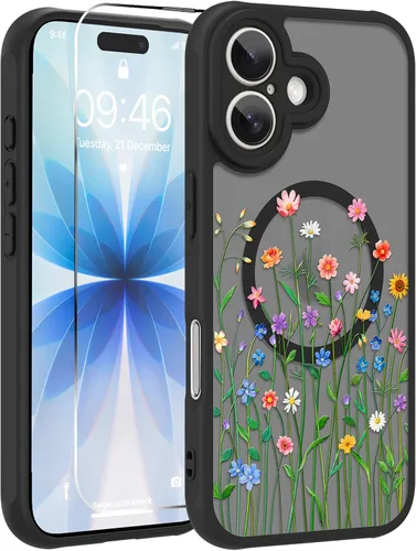 Vista 25 de OOK Funda magnética para iPhone 11 [compatible con MagSafe] Funda delgada mate translúcida negra para iPhone 11, funda protectora de lente de Negro
