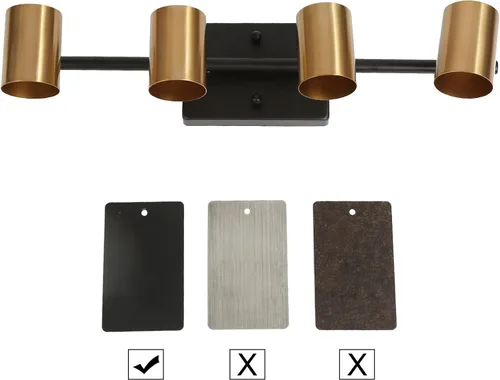 Vista 8 de ZEVNI Moderna luz LED de pista, iluminación de pista de 4 luces negras doradas, foco de barra de riel ajustable negro mate, 19.5 x 6.5 x 4.5 pulgadas