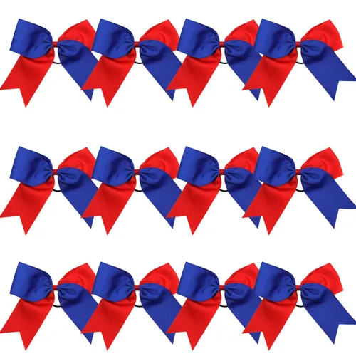 Vista 48 de Lazos de animadora jumbo de 8 pulgadas con diamantes de imitación brillantes para cola de caballo, lazos de porrista, 6 unidades, color negro