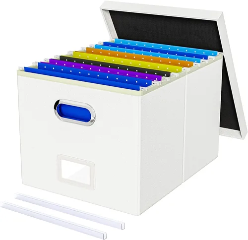 Vista 30 de Oterri Organizador de Archivos, Caja de Archivos, Gabinete de Archivos para Almacenamiento de Carpetas de Archivos Tamaño Carta, Organizador