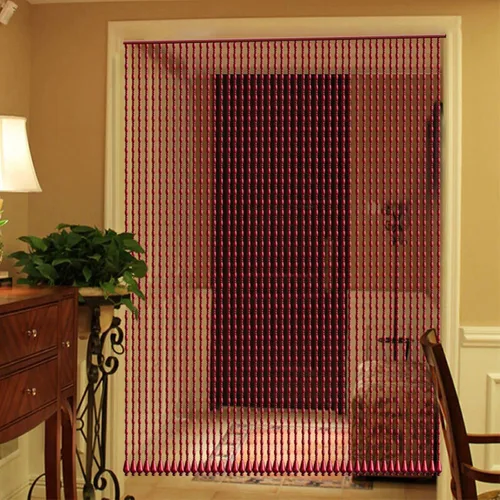 Vista 8 de Cortinas con cuentas de madera natural para puerta, cortina de cuentas de cuerda para puertas de mosca, cortina para colgar en la pared, división