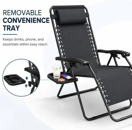 Vista 6 de Zero Gravity Lounge Chair Set of 2, Foldable Outdoor Reclining Chair
