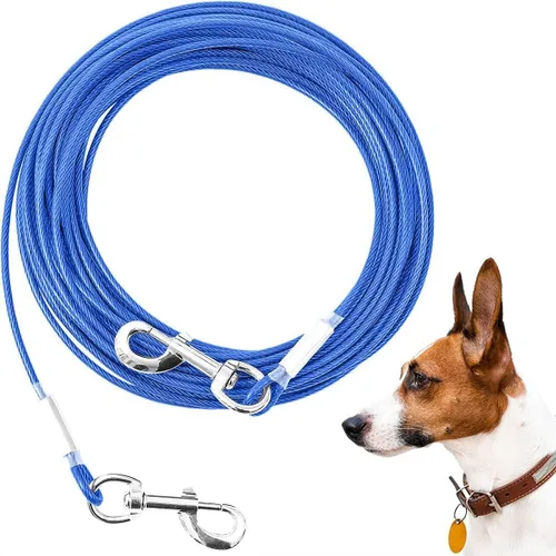 Vista 19 de Cable de Amarre para Perros, 10/20/30/50/100 Pies, Correas para Perros a Prueba de Mordidas para el Patio, Cable de Amarre Resistente para Perros