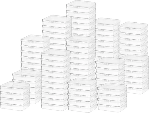 Vista 8 de SATINIOR 100 Piezas Cajas de Almacenamiento de Perlas de Plástico Transparente Cajas Pequeñas Claras con Tapa con Bisagras Estuche de Plástico