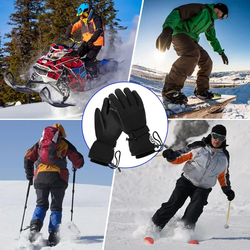 Vista 7 de Guantes de moto de nieve, guantes de esquí para hombres y mujeres, impermeables, resistentes al viento, guantes de snowboard para pantalla táctil