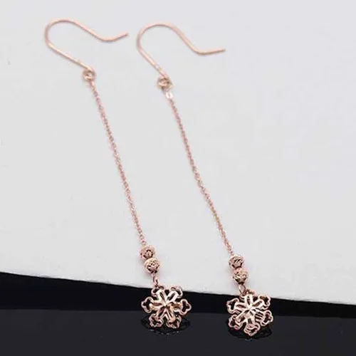Vista 4 de MC Creative New In 585 Purple Gold Fashion Long Hollow Snowflake Earrings For Women Plated 14K Rose Gold Engagement Jewelry Gift