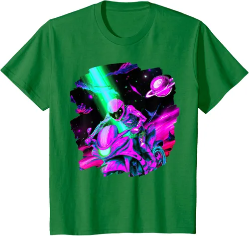 Vista 4 de Camiseta de motociclista espacial para motociclista astronauta, Negro, S