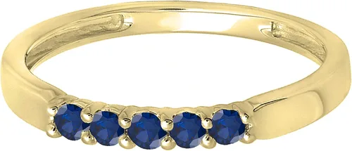 Vista 112 de Dazzlingrock Collection Anillo de boda redondo de 5 piedras preciosas o diamantes para mujer en oro macizo de 10 K/14 K/18 K