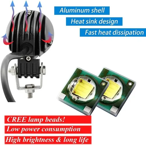 Vista 5 de 2 unids 10 W mini motocicleta niebla conducción luces LED Spot Beam POD trabajo lámpara auxiliar todoterreno camión ATV SUV 12 V 24 V (10 W)