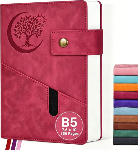 Vista 21 de PAIBAS Cuaderno de diario con líneas gruesas de 365 páginas para hombres y mujeres, diarios grandes de cuero A4 para escribir, cuadernos de tapa